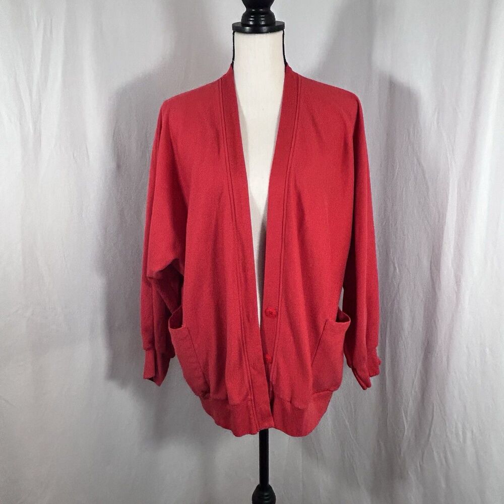 Vintage Sloppy Joes Red Cardigan Sweater Women's Uni Size Made in KY USA 90s